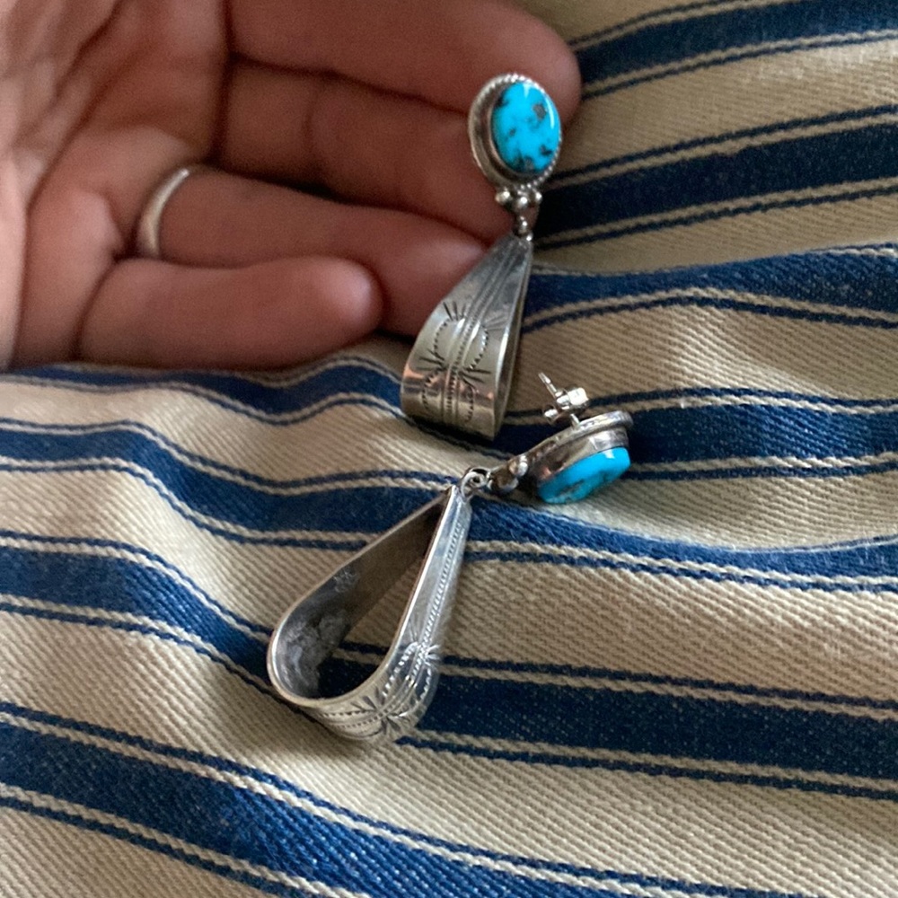 RB turquoise sterling pierced earrings
